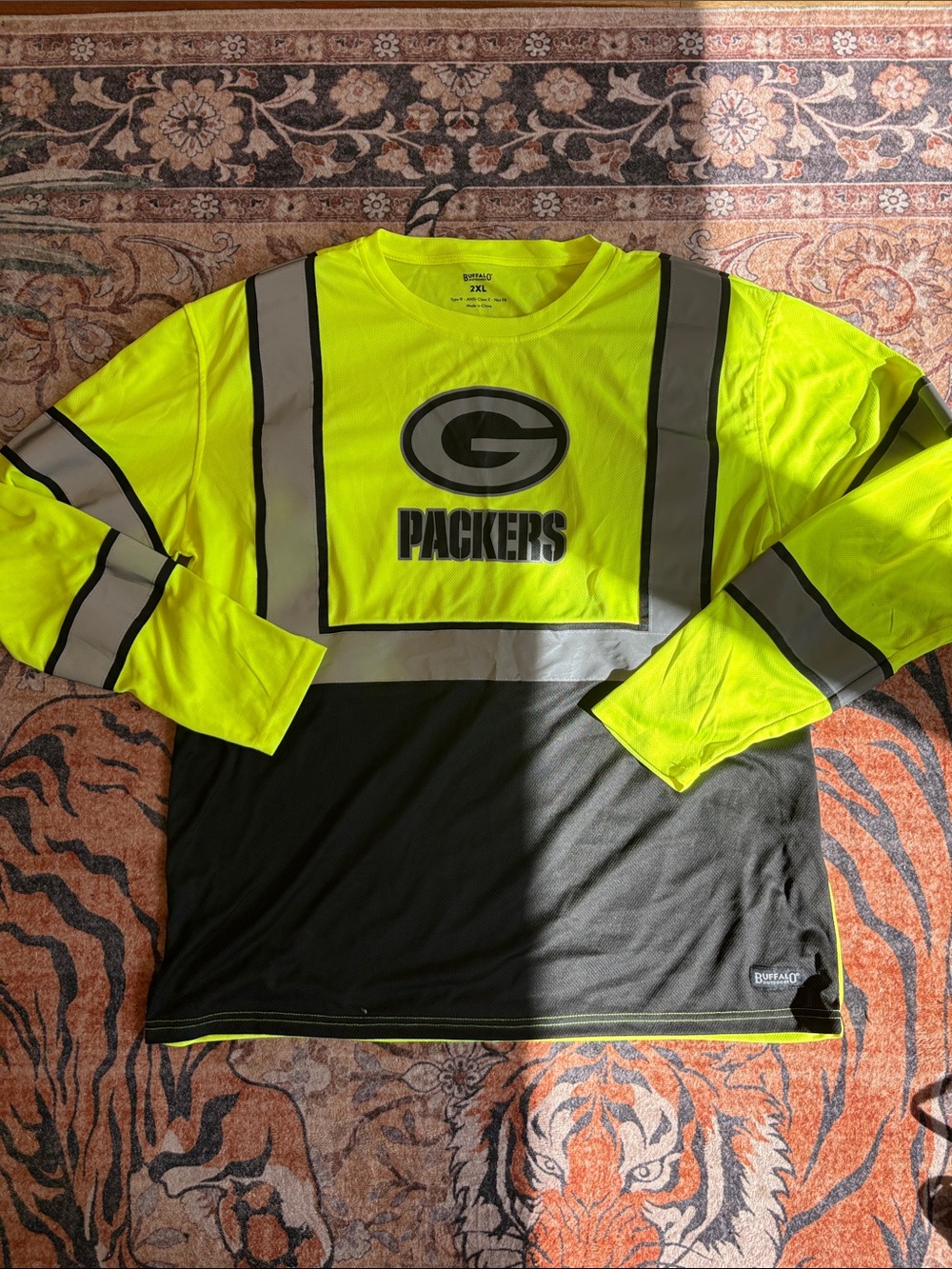 Buffalo Green Bay Packers High-Vis Yellow and Black Long Sleeve Jersey